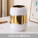 Axyaa Ceramic Geometric Vase Golden Pattern Jar Home Decor Ornament