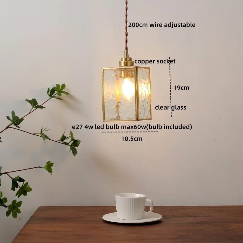 Axyaa Glass Copper LED Pendant Light for Home Decor - Nordic Style