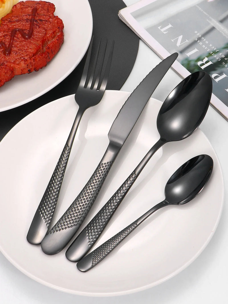 Axyaa 16-Piece Stainless Steel Cutlery Set - Knife Fork Spoon