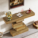 Axyaa Farmhouse Wood Console Table with Geometric Base for Entryway & Living Room