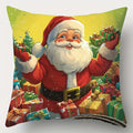 Christmas Scenes Cushion Cover by Axyaa: Santa, Tree, Snowman Decor for Sofa, Bedroom, Car