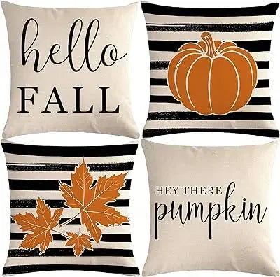 Axyaa Buffalo Check Print Linen Pillow Cover 45x45 for Fall Thanksgiving Decor