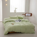 Axyaa Solid Color Washed Cotton Duvet Cover Set with Pillow Case