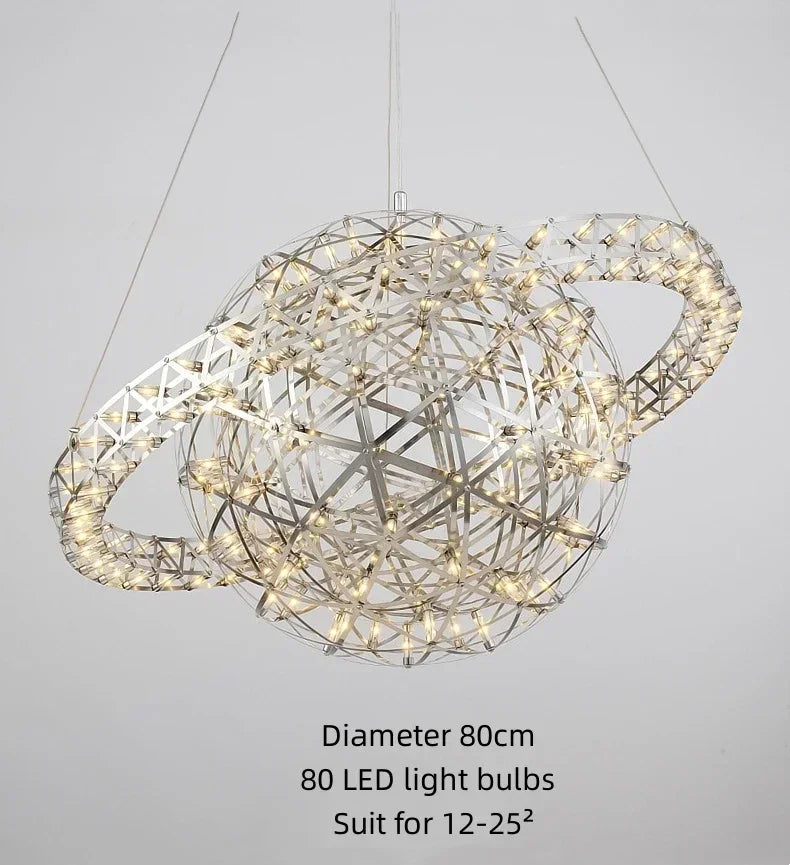 Axyaa Nordic Star Spark Chandelier, Stainless Steel LED Home Lighting