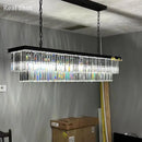 Axyaa Crystal Rectangle Pendant Ceiling Light - Modern Kitchen Island Bar Fixture