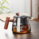 Axya Glass Teapot Set with Wooden Handle and Double Layer Filter