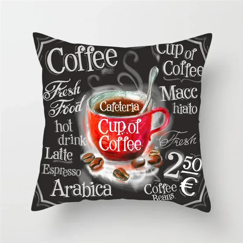 Axyaa Coffee Burger Wine Pie Juice Cushion Cover 45x45cm