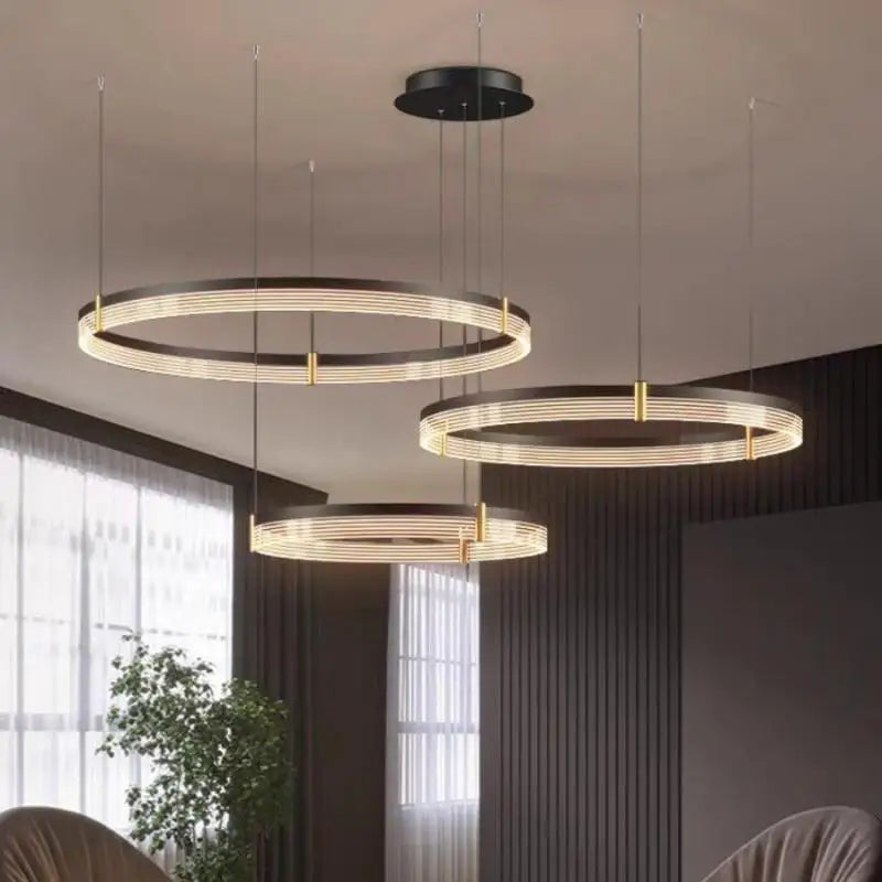 Black Acrylic LED Pendant Light for Home Decor by Axyaa