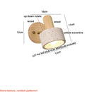 Axyaa Iron Rotate LED Wall Light Fixture Yellow Travertine Stone Natural Wood Bedside Lamp