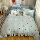 Axyaa Bow Lace Milk Fleece 4-Piece Set Coral Fleece Winter Bedding