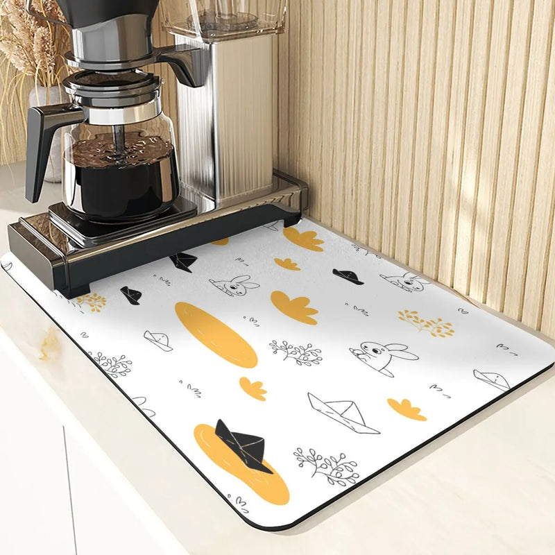 Axyaa Easter Rabbit Print Placemats & Coasters: Absorbent Kitchen Mats & Home Decor