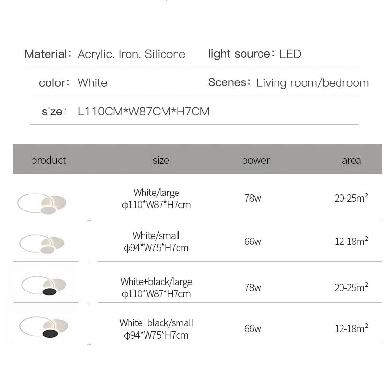 Axyaa White Round LED Chandelier with Remote for Home Decor & Lighting Fixture