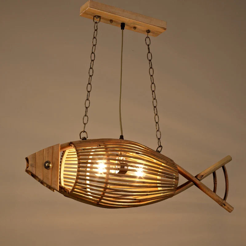 Axya Bamboo Fish Wall Lamp Retro Creative Cafe Bar Teahouse Decor