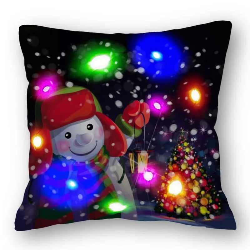 Christmas Santa LED Light Pillowcase for Home Decor, 45x45cm - Axyaa