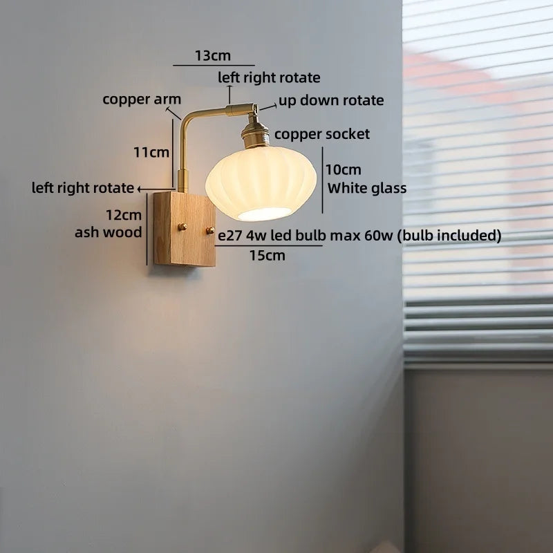 Axyaa White Ceramic LED Wall Lamp, Warm Light, Nordic Modern Round Flower Shade