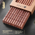 Red Sandalwood Blessings Chopsticks Set by Axyaa - Premium, Mould-Resistant, Non-Slip