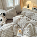 Axyaa Lattice Duvet Cover Set with Sheet & Pillowcases, Twin-Queen Size