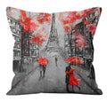Axyaa Romantic Paris Couple Cushion Cover: Home & Office Decor - Valentine Theme