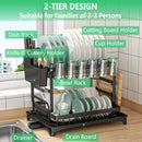 Axyaa 2-Tier Dish Drying Rack with Drainboard and Utensil Holder