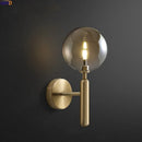 Axyaa Amber Glass Ball LED Wall Light - Nordic Modern Brass Copper G4 Bedroom Stair Lamp