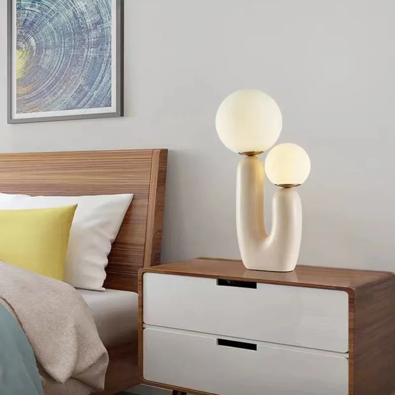 Axyaa Glass Table Lamp: Postmodern Resin Art for Bedroom, Living Room, Study & Decor