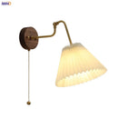Axyaa Adjustable LED Fabric Wall Lamp with Copper Arm for Bedroom and Living Room
