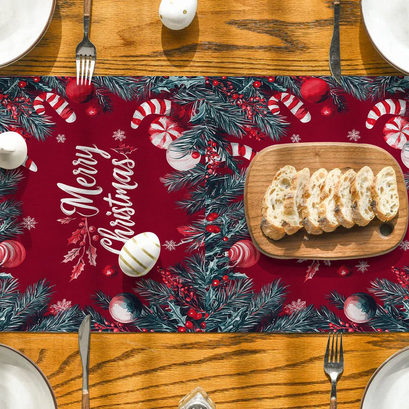 Axyaa Rustic Christmas Fir Table Runner for Dining Decorations and Events