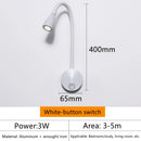 Axyaa Wall Mounted LED Reading Lamp 3W, Adjustable Gooseneck, Switch, Bedroom Night Light