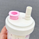 Axyaa Kawaii Bow Plastic Water Bottle with Straw - Summer Bubble Tea Cup