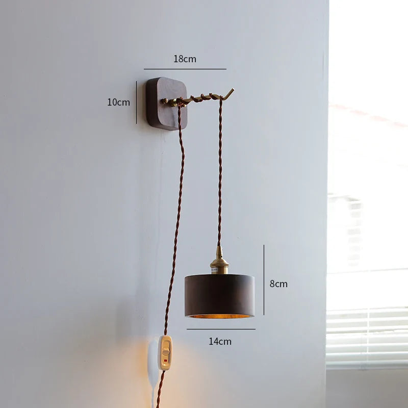 Axyaa Walnut Wooden LED Wall Lights Fixture Modern Indoor Lighting Nordic Wandlamp