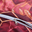 Axyaa Grey Cube & Gold Leaf Double Comforter Set