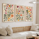 Axyaa Boho Wildflower Prints Set - Floral Wall Art Trio for Stylish Home Gallery