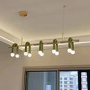Axyaa Cream Style Chandelier: U-shaped Green LED Pendant Lamp for Living & Dining Areas