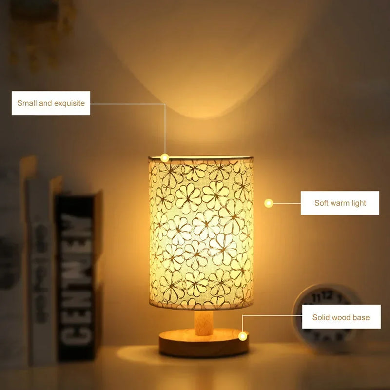 Axyaa Solid Wood LED Table Lamp for Bedroom Decor and Eye Protection