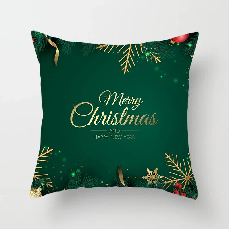 Axyaa Merry Christmas Green Pillowcase Sofa Decoration Cover