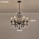 Axyaa Vintage Wrought Iron Chandelier with Clear Crystals