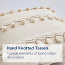 Axyaa Boho Tufted Lumbar Pillow Cover with Tassels - Modern Farmhouse Style
