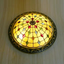 Axyaa Pastoral Glass Ceiling Lamp - European Style Colorful Round Fixture