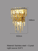 Axyaa Gold/Chrome Crystal Wall Lamps - Modern LED Lights for Interior Decor