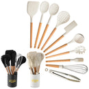 Axyaa 11-Piece Silicone Kitchenware Set with Storage Bucket