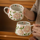 Axyaa Vintage Floral Ceramic Coffee Mug, 380ml Capacity, Pink