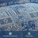 Axyaa Floragrid Blue Quilt Bedding Set: Lightweight & Reversible Comforter for All Season