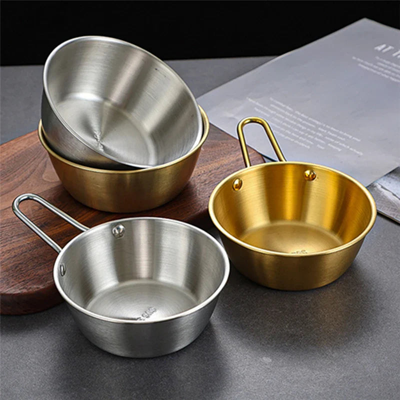Axyaa Stainless Steel Golden Rice Wine Bowl Set - Seasoning Dishes Snack Cups