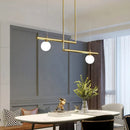 Axyaa Glass Globe Chandelier - Modern 3-Light Linear Ceiling Hanging Fixture
