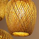 Axyaa Bamboo Woven Pendant Lamp - Natural Rattan Core LED Chandelier