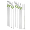Axyaa Glass Straws Set with Brush - 8Pcs Reusable Smoothie Cocktail Bar Accessories
