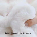 Axyaa Pink Rabbit Faux Fur Living Room Rug for Kids Girls Bedroom