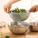 Axyaa Stainless Steel Drain Basket Scale Kitchen Basin Rice Washing Fruits Drainer