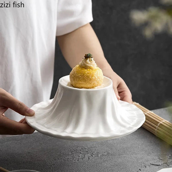 Axya Irregular Ceramic Dessert Plate Set of 4 for Restaurant Presentation