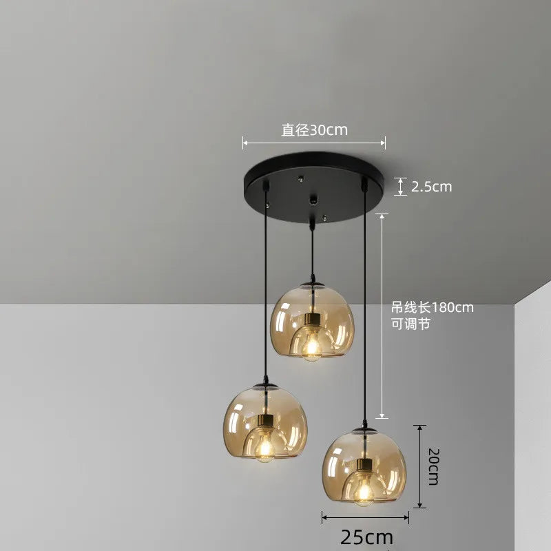 Axyaa Smoke Gray Glass Pendant Light Chandelier for Kitchen Island